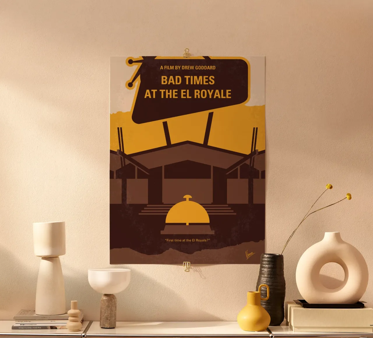 No1044 My Bad Times at the El Royale minimal movie poster poster con telaio in legno da Chungkong