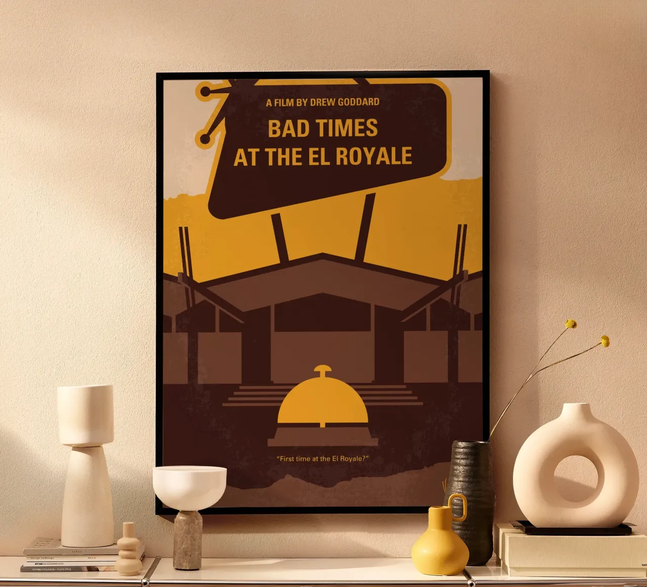 No1044 My Bad Times at the El Royale minimal movie poster poster con telaio in legno da Chungkong