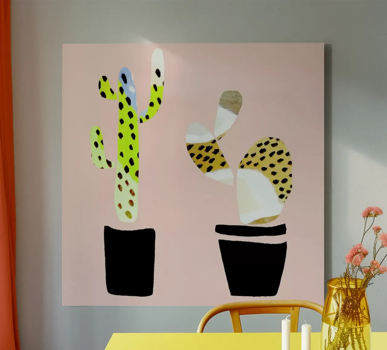 Cactus tela con Cornice a cassetta da Farina Kuklinski