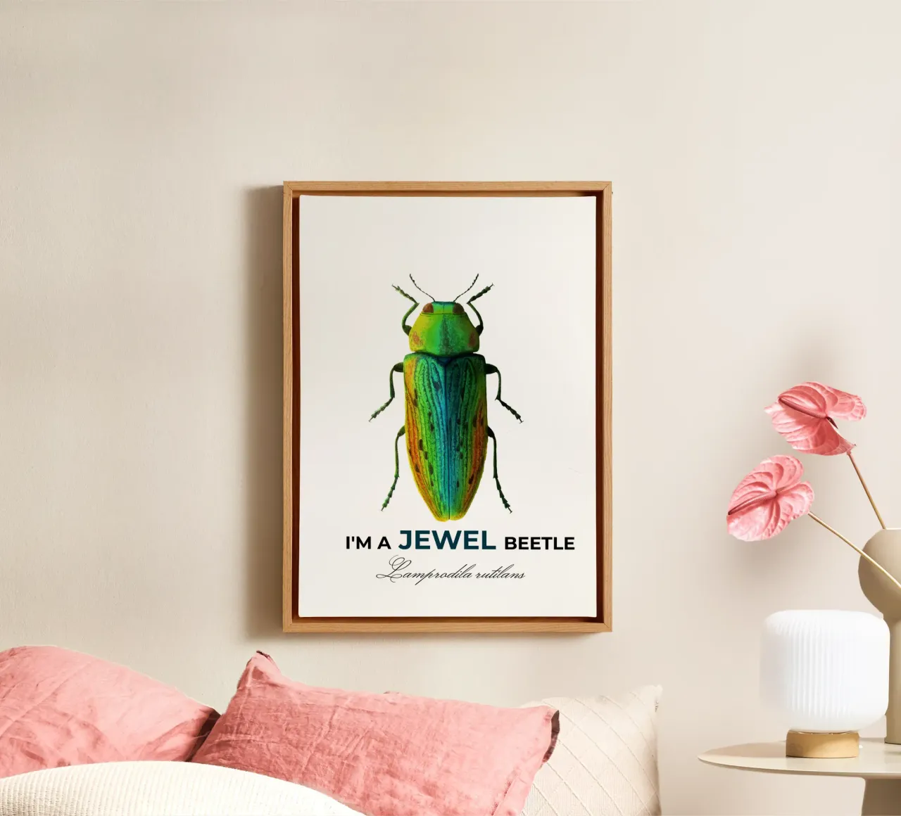 Juweelkever - Lamprodila rutilans canvas met Baklijst van Ivona Maris