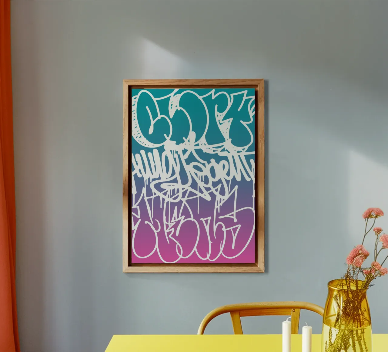 Graffiti rosa alluminio dibond da Flo Klein