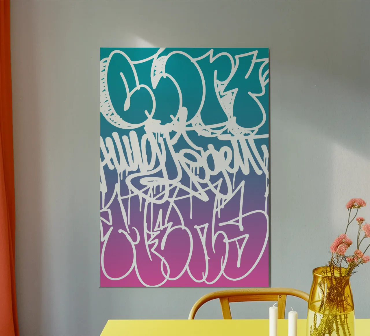 Graffiti rosa alluminio dibond da Flo Klein