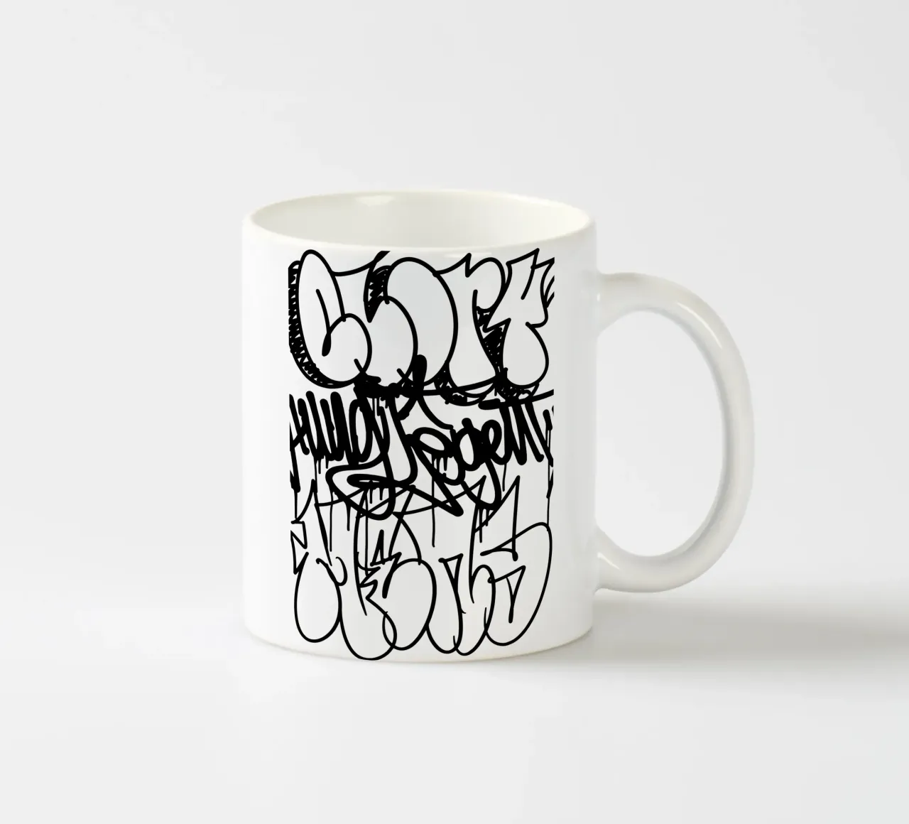 Black and White Graffiti tazza in ceramica da Flo Klein