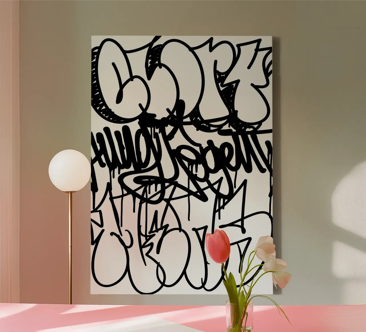 Black and White Graffiti Leinwand von Flo Klein
