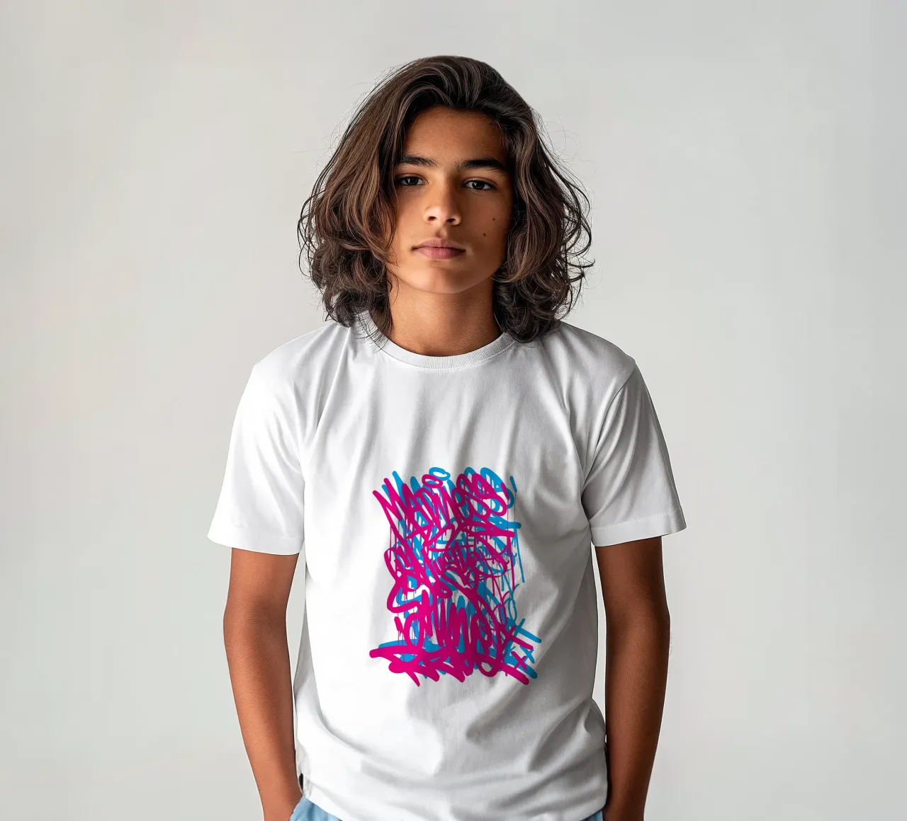 Graffiti red and blue kids t-shirt by Flo Klein