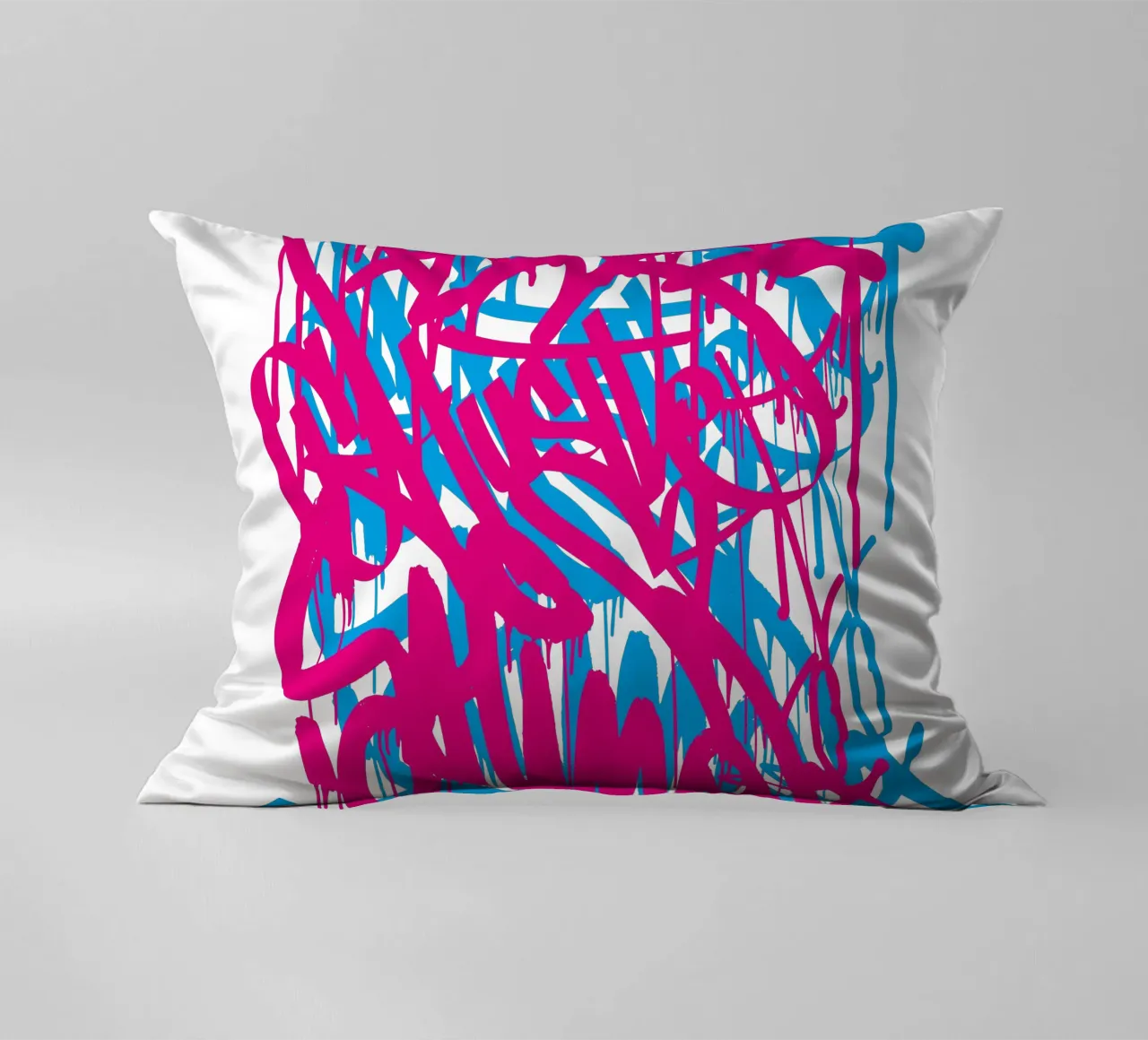 Graffiti red and blue decorative cushion by Flo Klein