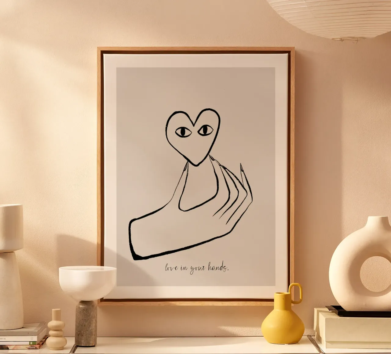 Love In Your Hands canvas met Baklijst van treechild