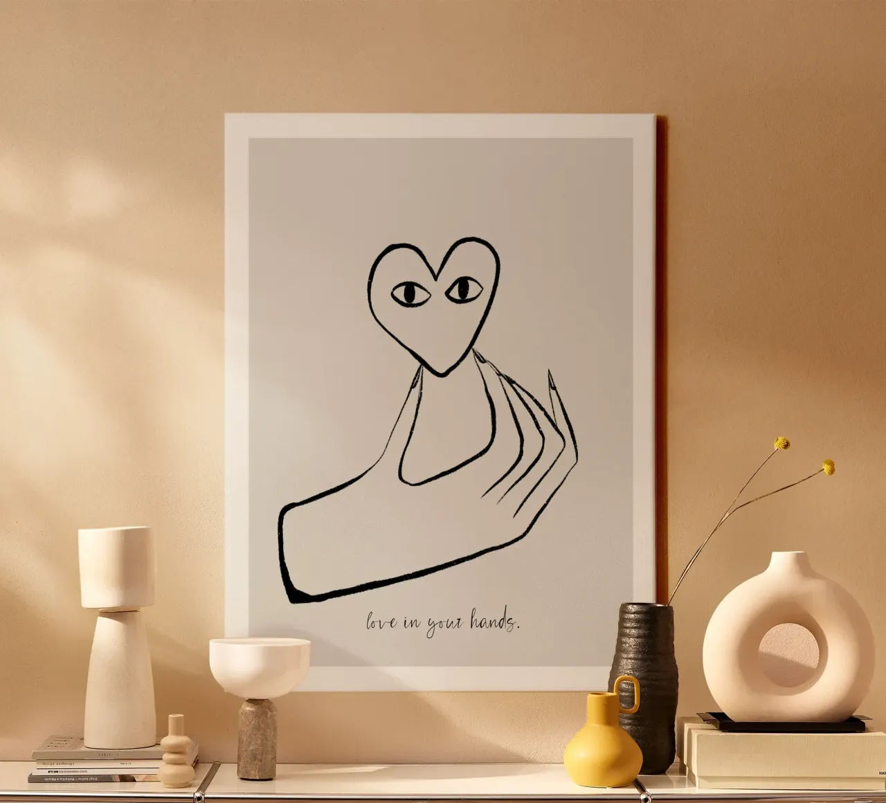 Love In Your Hands canvas met Baklijst van treechild