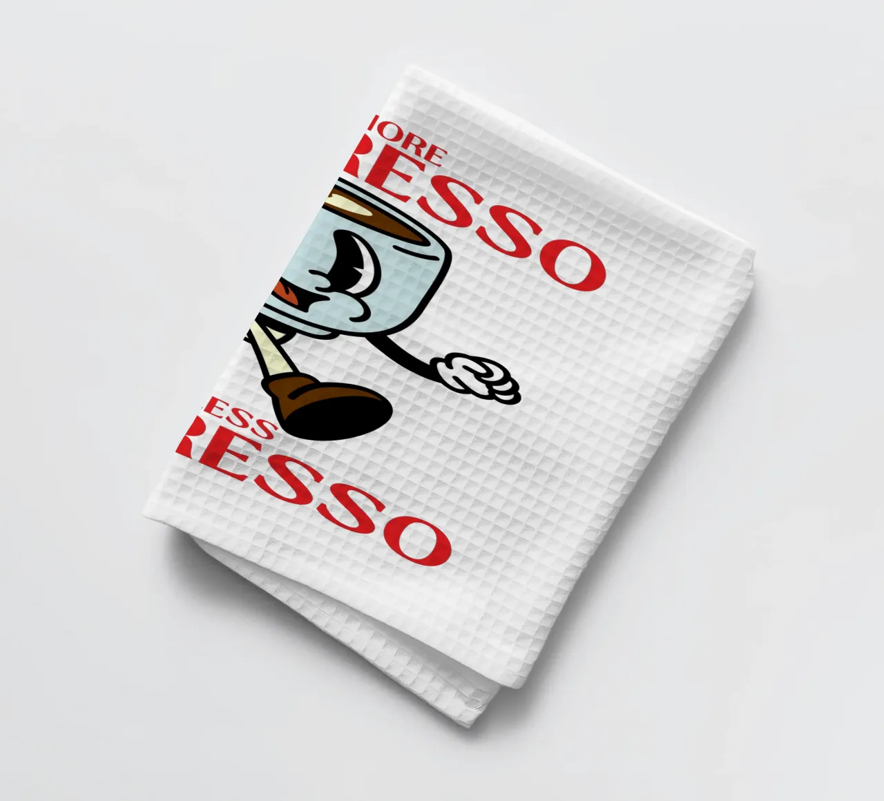 Plus d'espresso, moins de dépresso, caricature de café rétro torchon de Peaches Art Prints