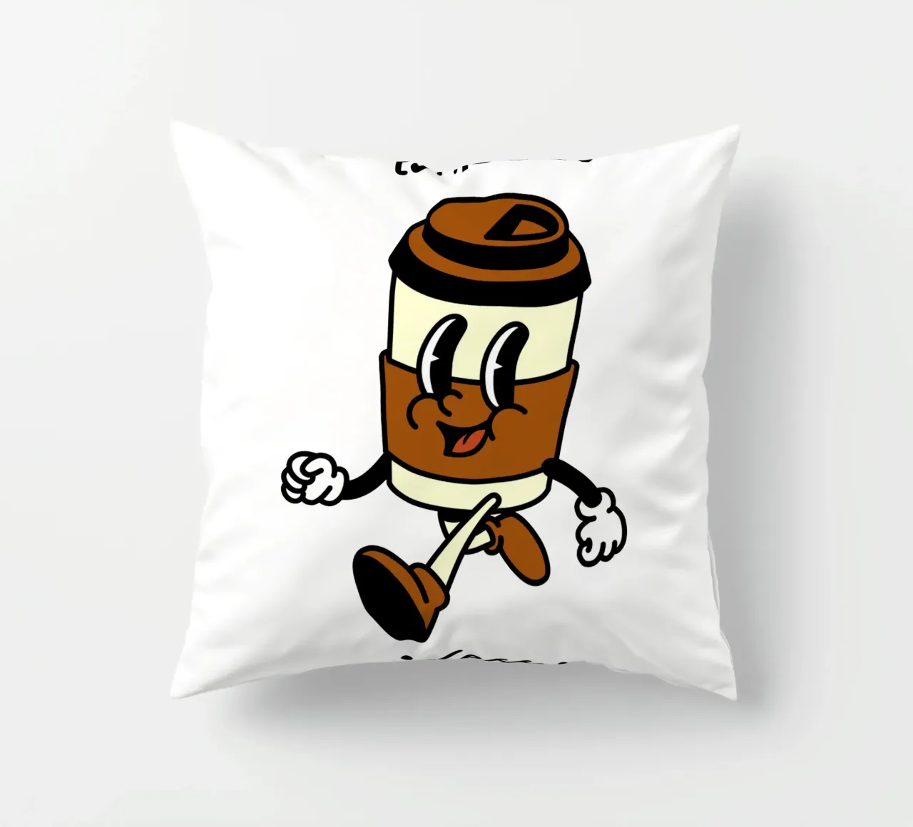 More Espresso, Less Depresso, Retro Take Away Coffee Cartoon cuscino da Peaches Art Prints