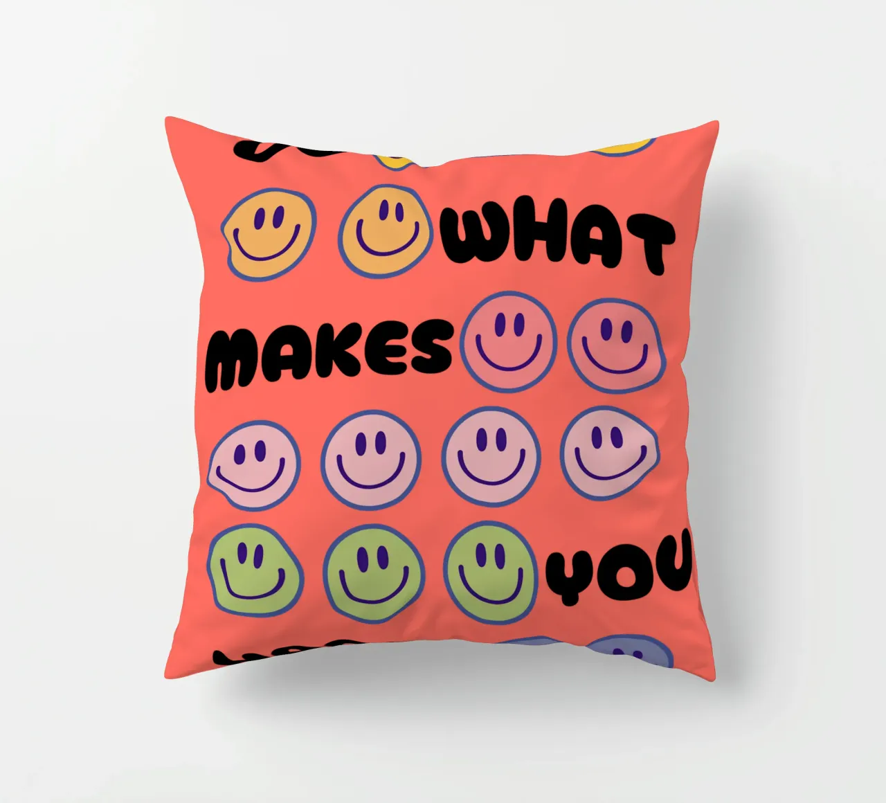 Smiley Spectrum decorative cushion by Doodle Dreams Art