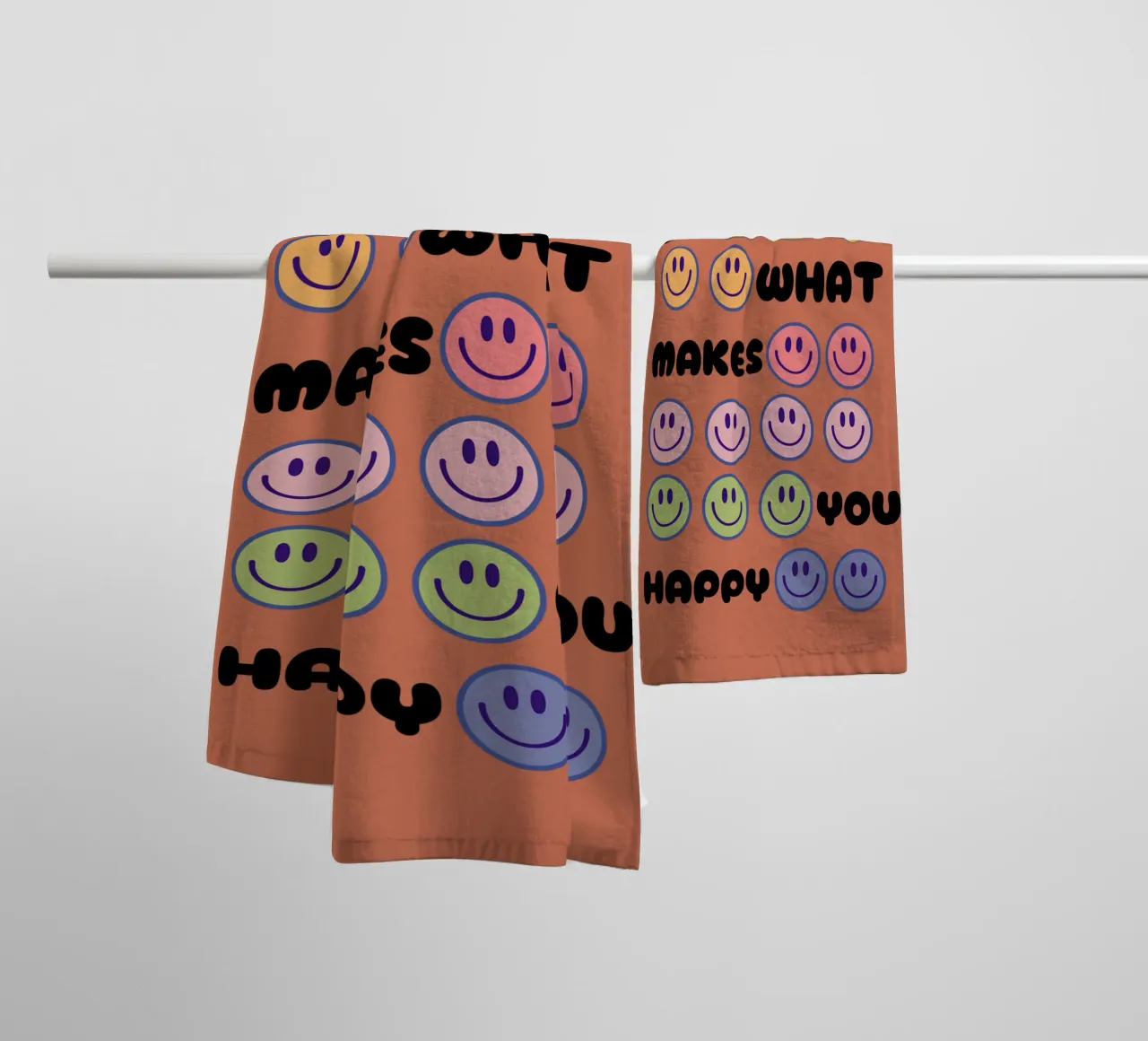 Smiley Spectrum towel by Doodle Dreams Art