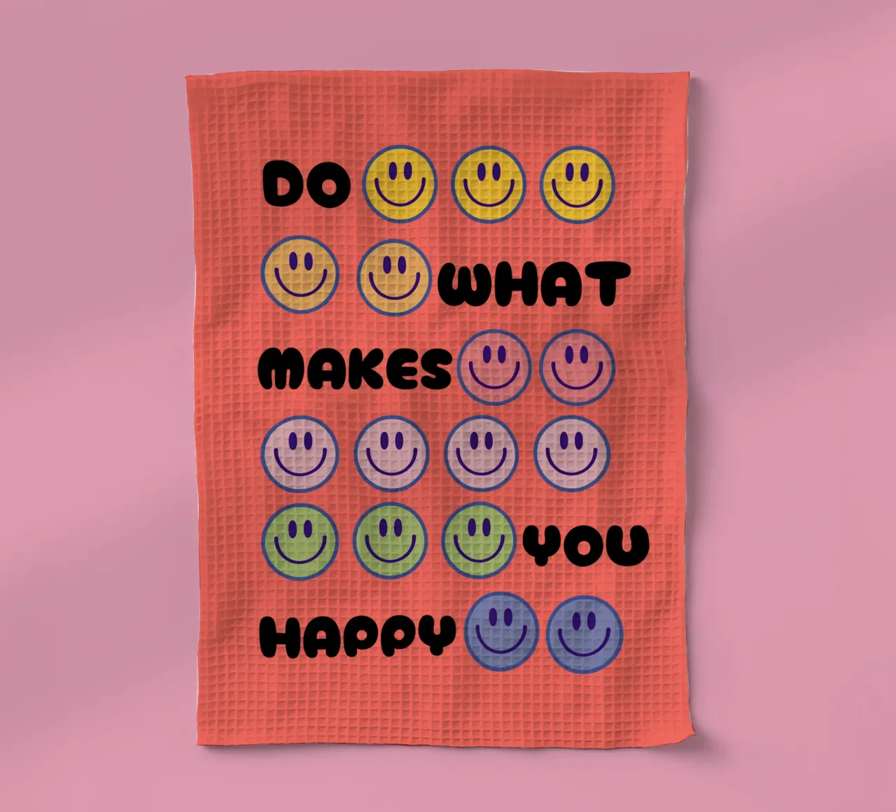 Smiley Spectrum tea towel by Doodle Dreams Art