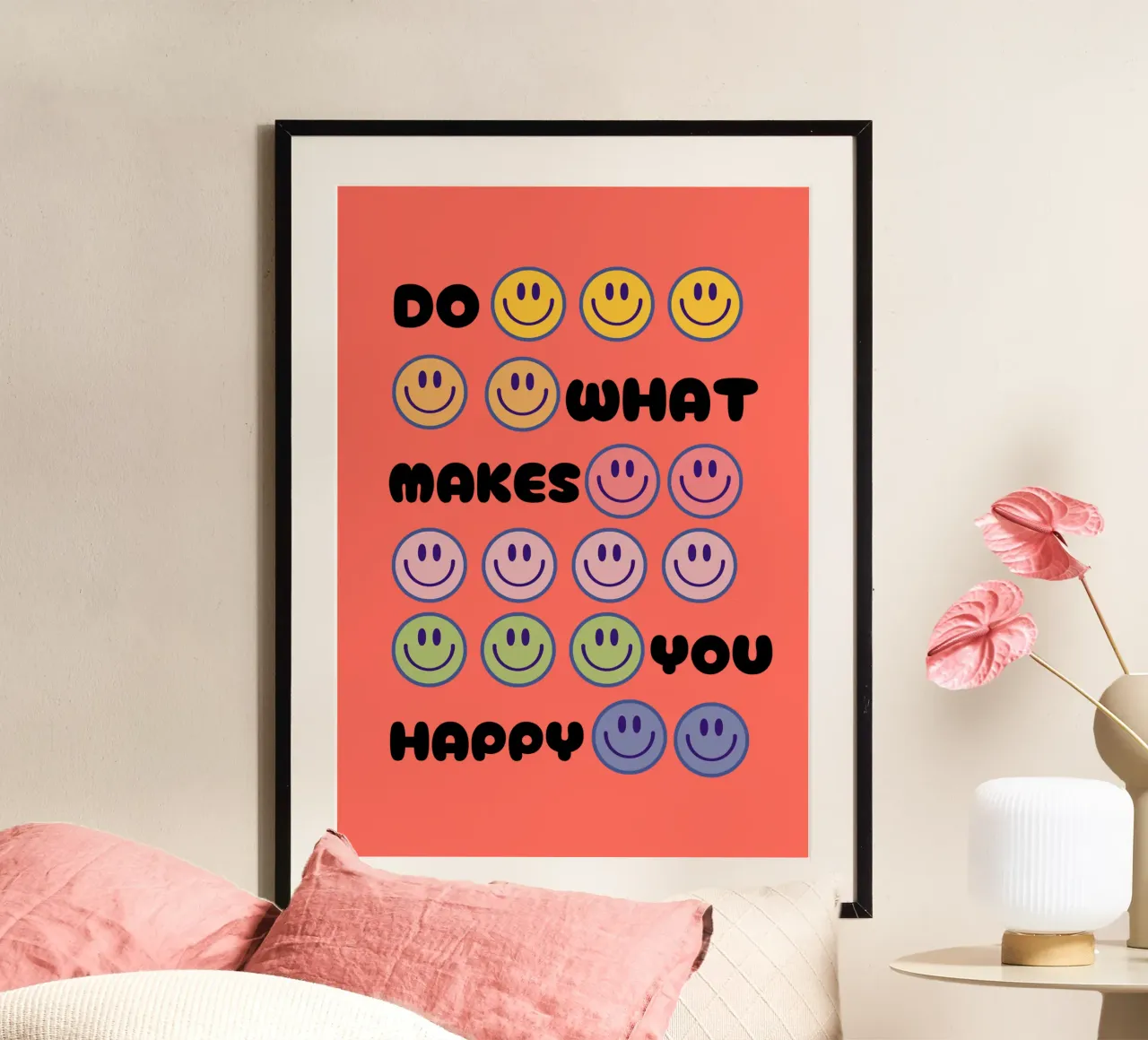 Spettro Smiley poster con telaio in plastica da Doodle Dreams Art