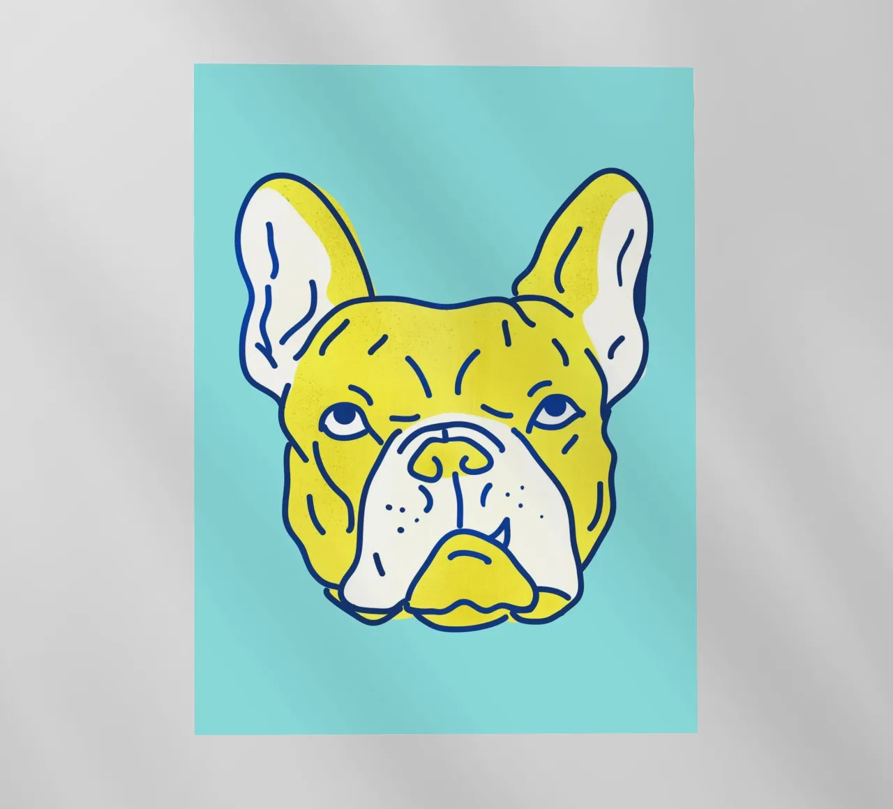 Pop Art Bulldog Portrait in Neon Blue and Yellow pellicola backlit da showmemars