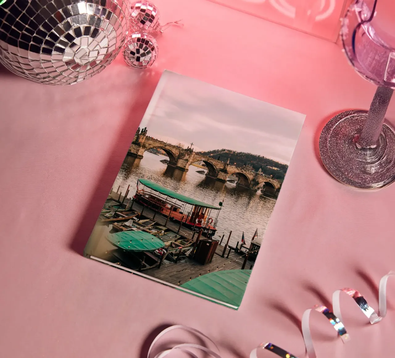Evening atmosphere in Prague - twilight at Charles Bridge notebook by Bold and Retro
