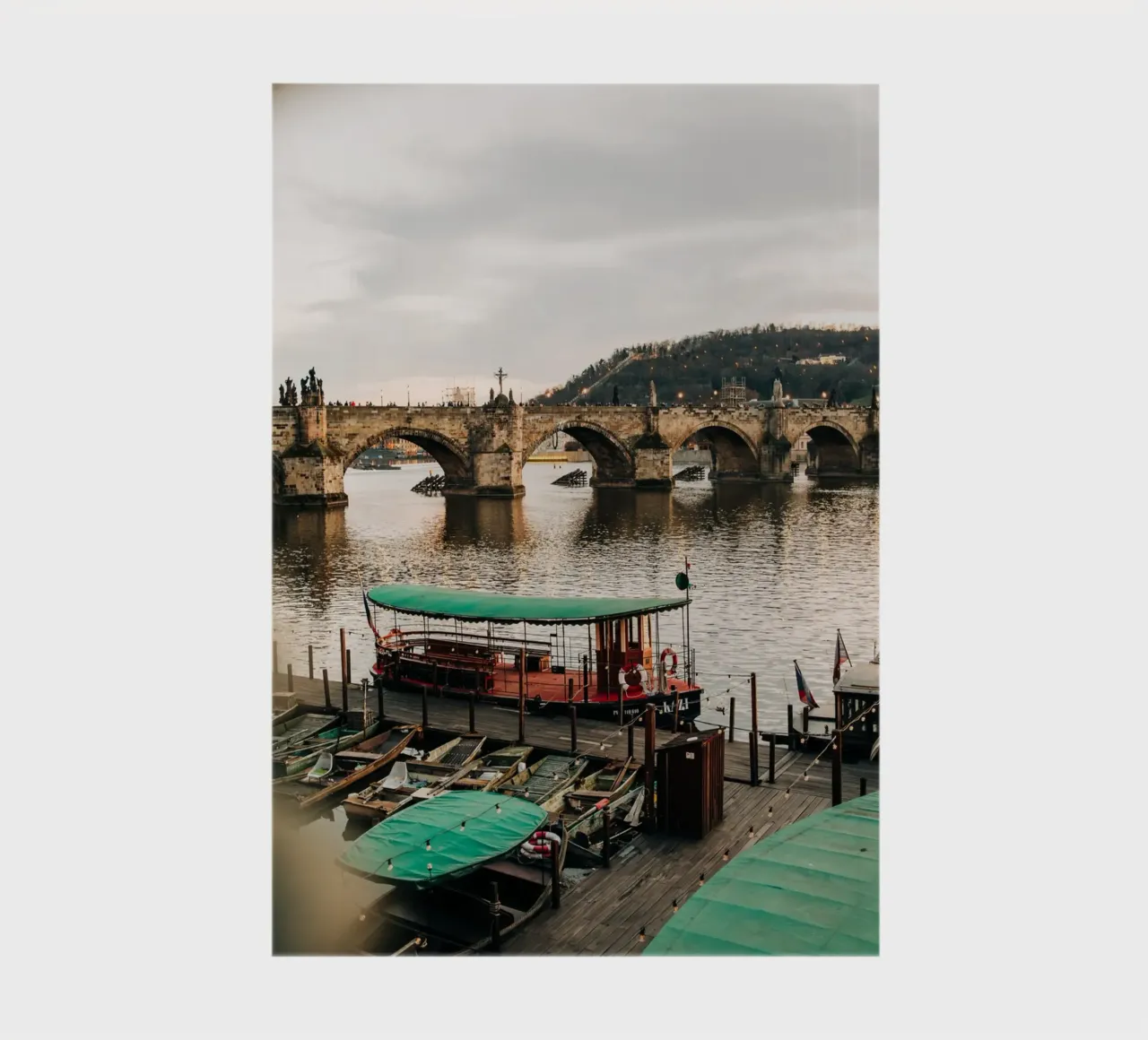 Evening atmosphere in Prague - twilight at Charles Bridge notebook by Bold and Retro