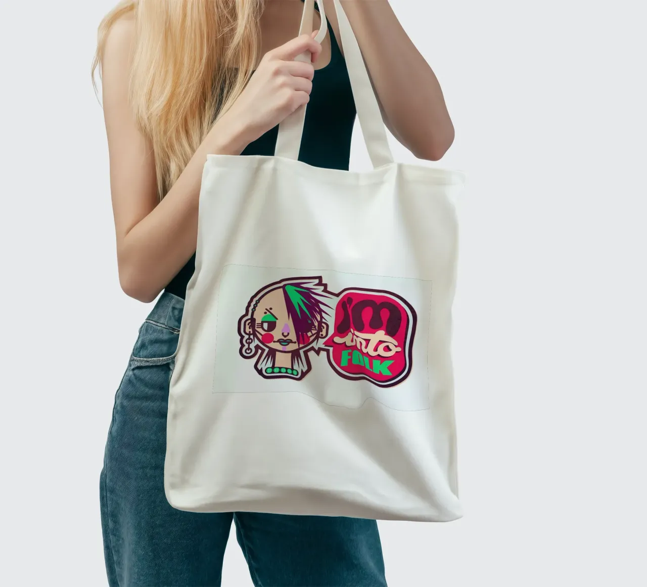 I'm into Folk borsa in juta da Chobopop