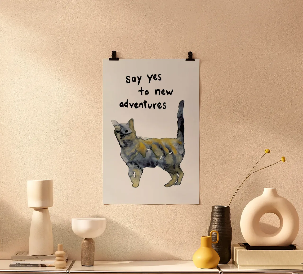 Cat poster con telaio in legno da Farina Kuklinski