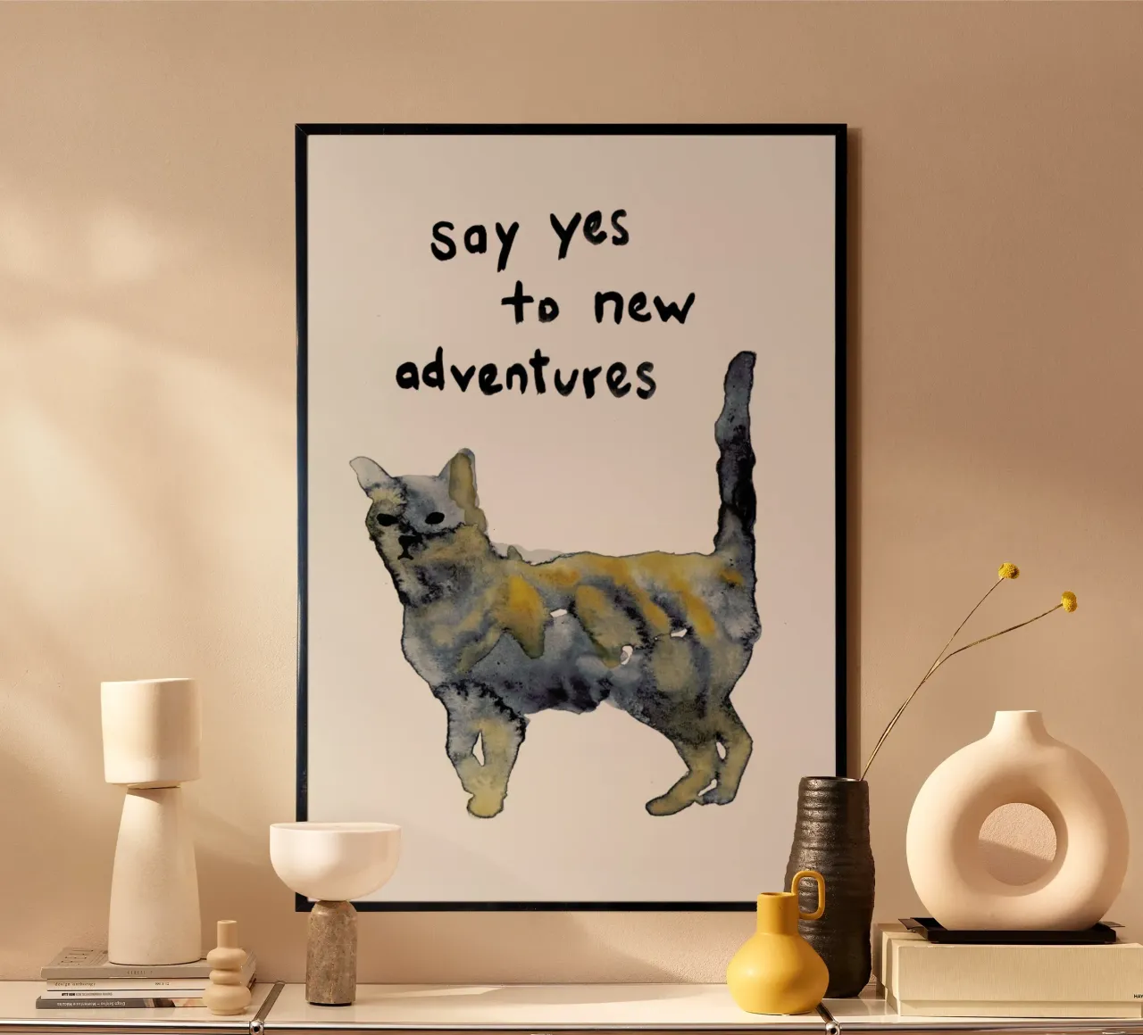 Cat poster con telaio in legno da Farina Kuklinski