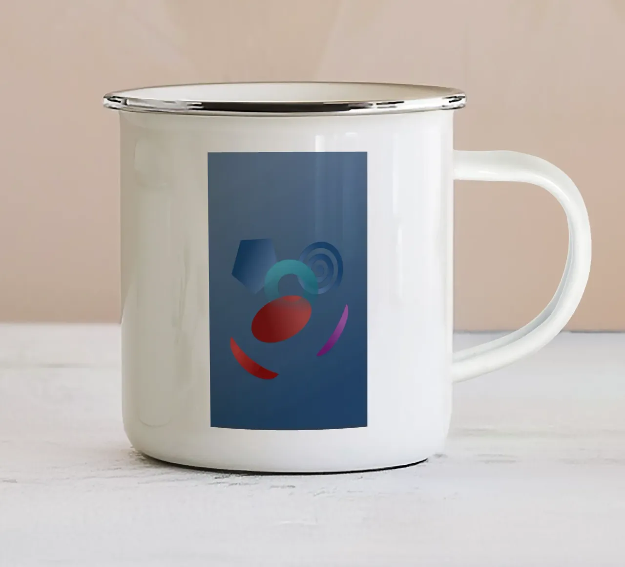 Abstract geometric pattern with blue background enamel mug by Something for you