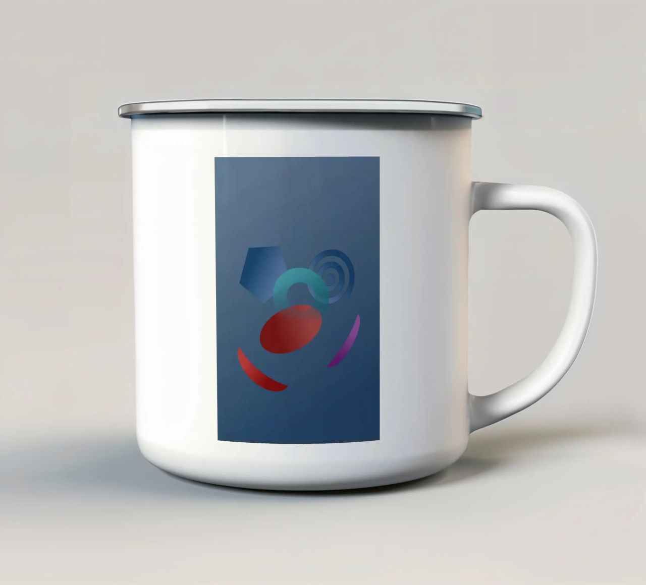 Abstract geometrisch patroon met blauwe achtergrond emaille mok van Something for you