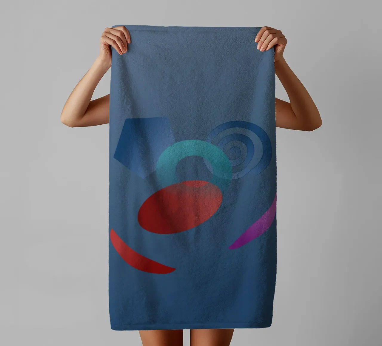 Abstract geometric pattern with blue background towel by Something for you