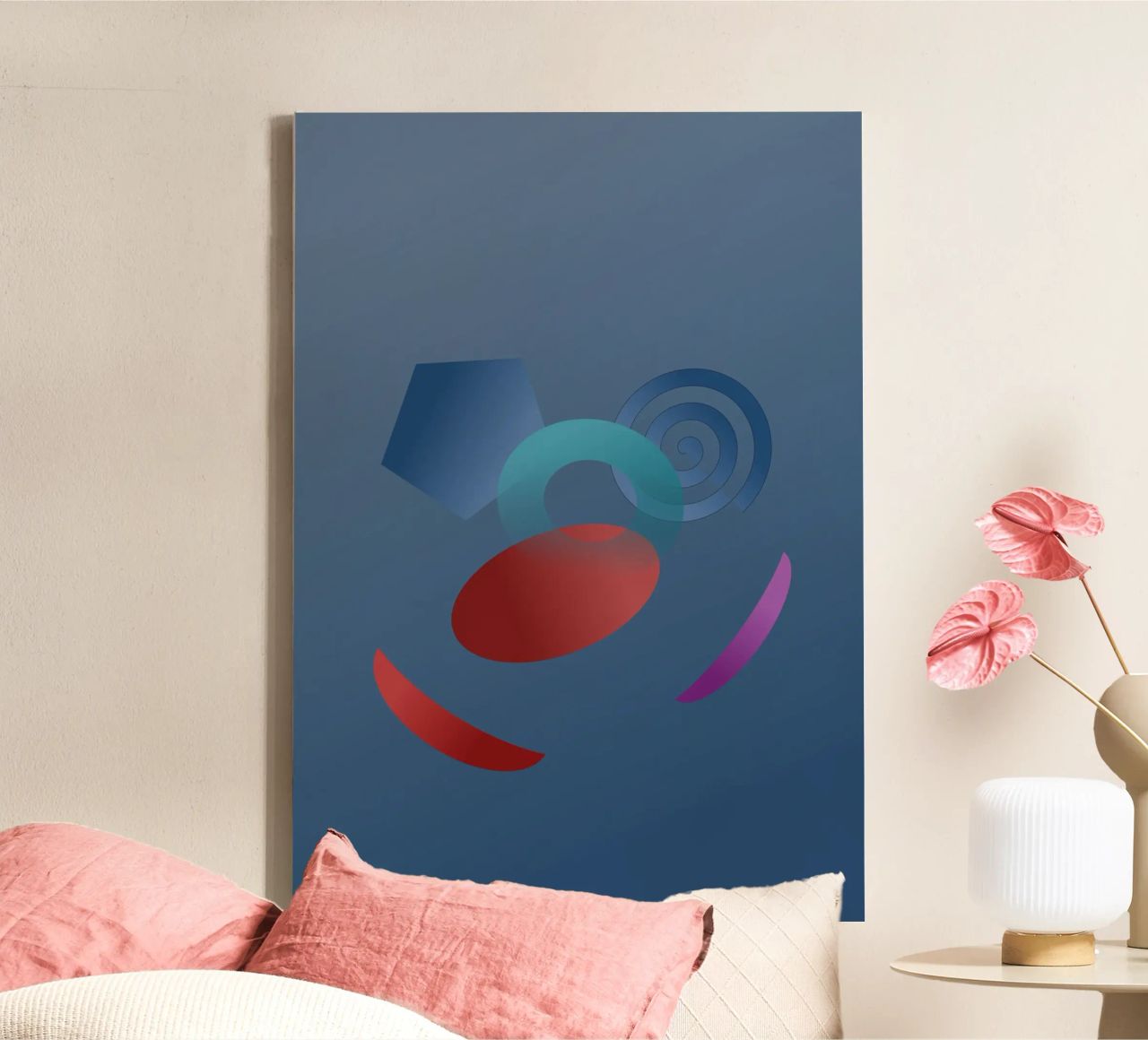 Abstract geometric pattern with blue background canvas by Something for you
