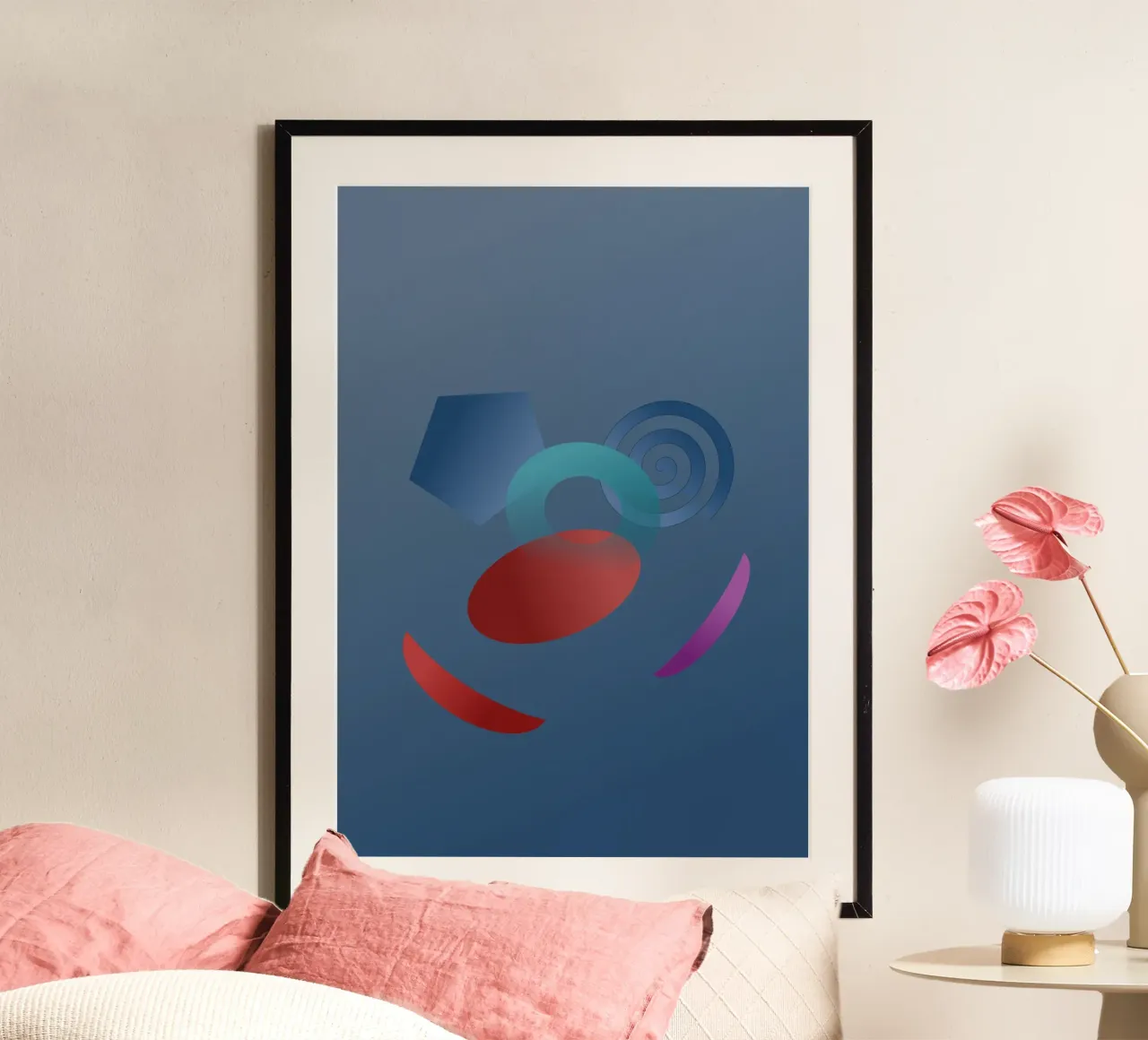 Abstract geometric pattern with blue background hahnemühle by Something for you