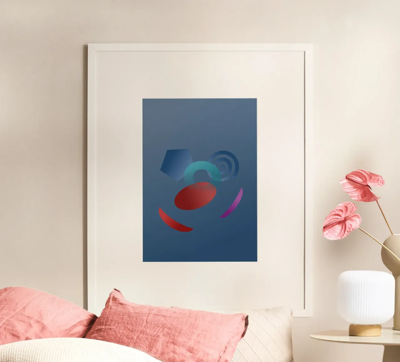 Abstract geometric pattern with blue background hahnemühle by Something for you