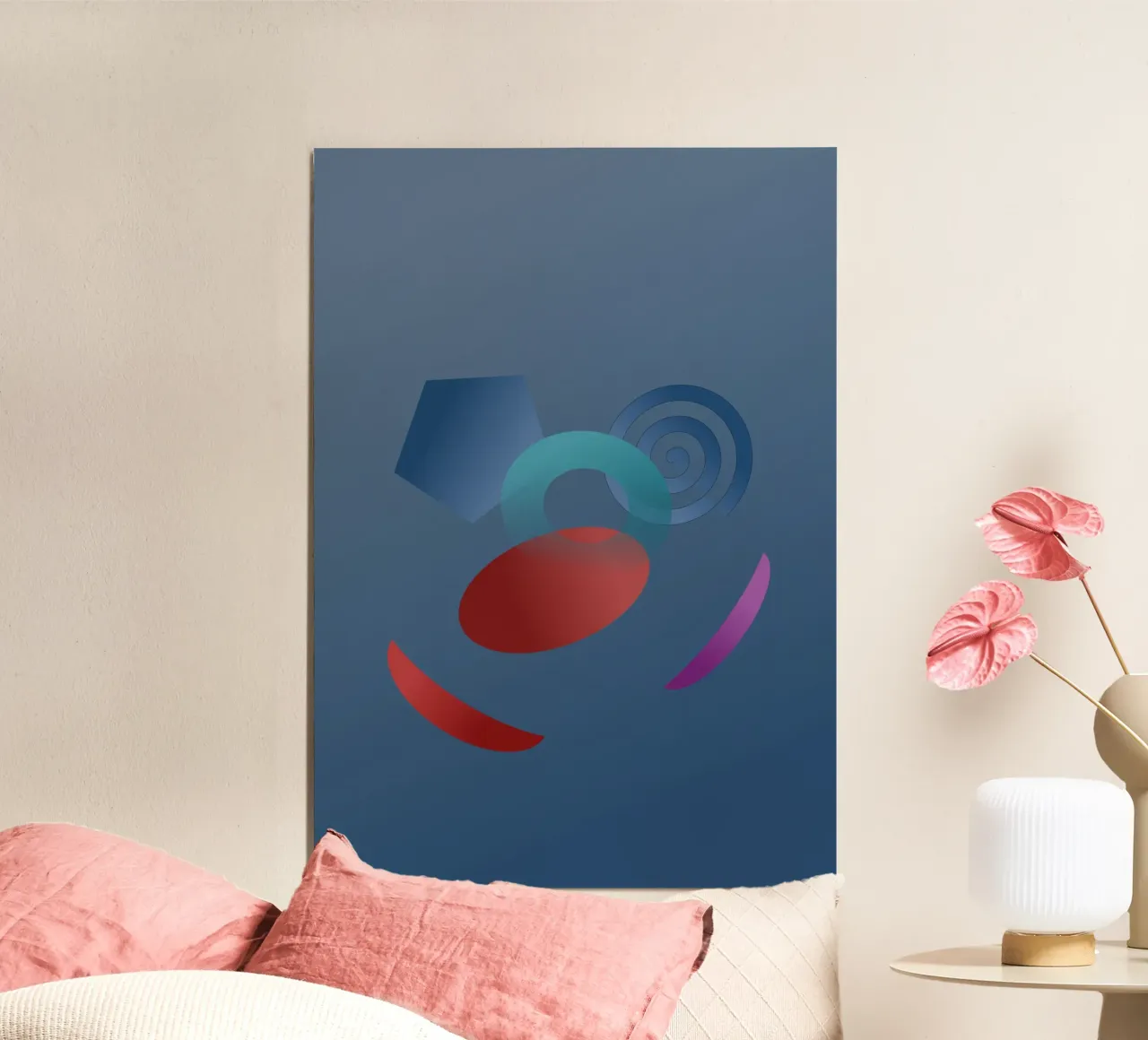 Abstract geometric pattern with blue background hahnemühle by Something for you