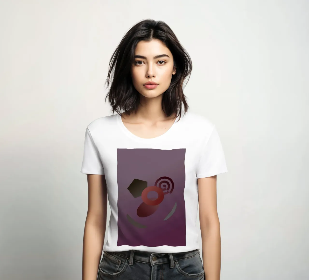 Abstract geometric pattern with purple background women's fitted t-shirt by Something for you
