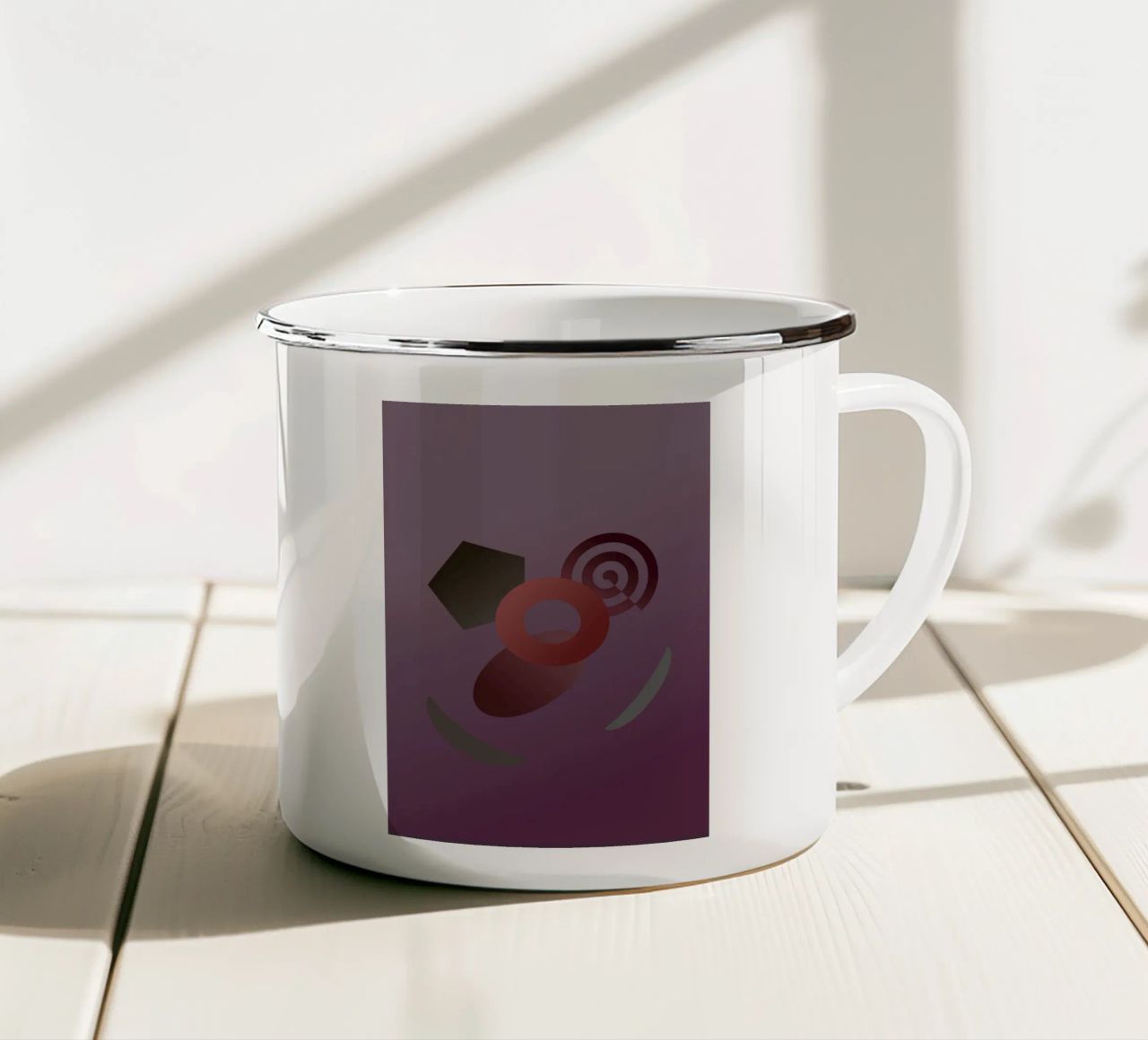Modello geometrico astratto con sfondo viola tazza in smalto da Something for you