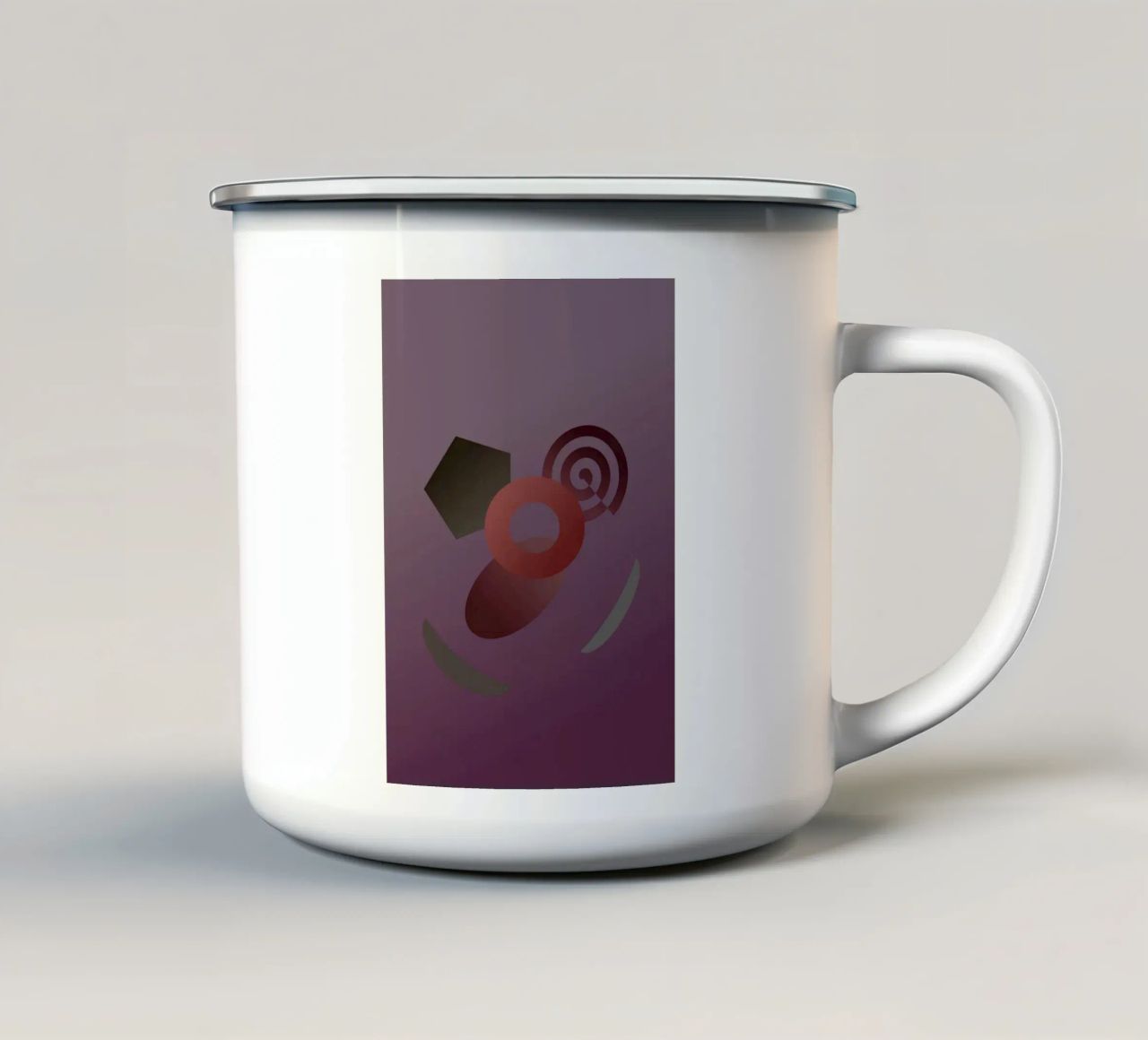 Modello geometrico astratto con sfondo viola tazza in smalto da Something for you
