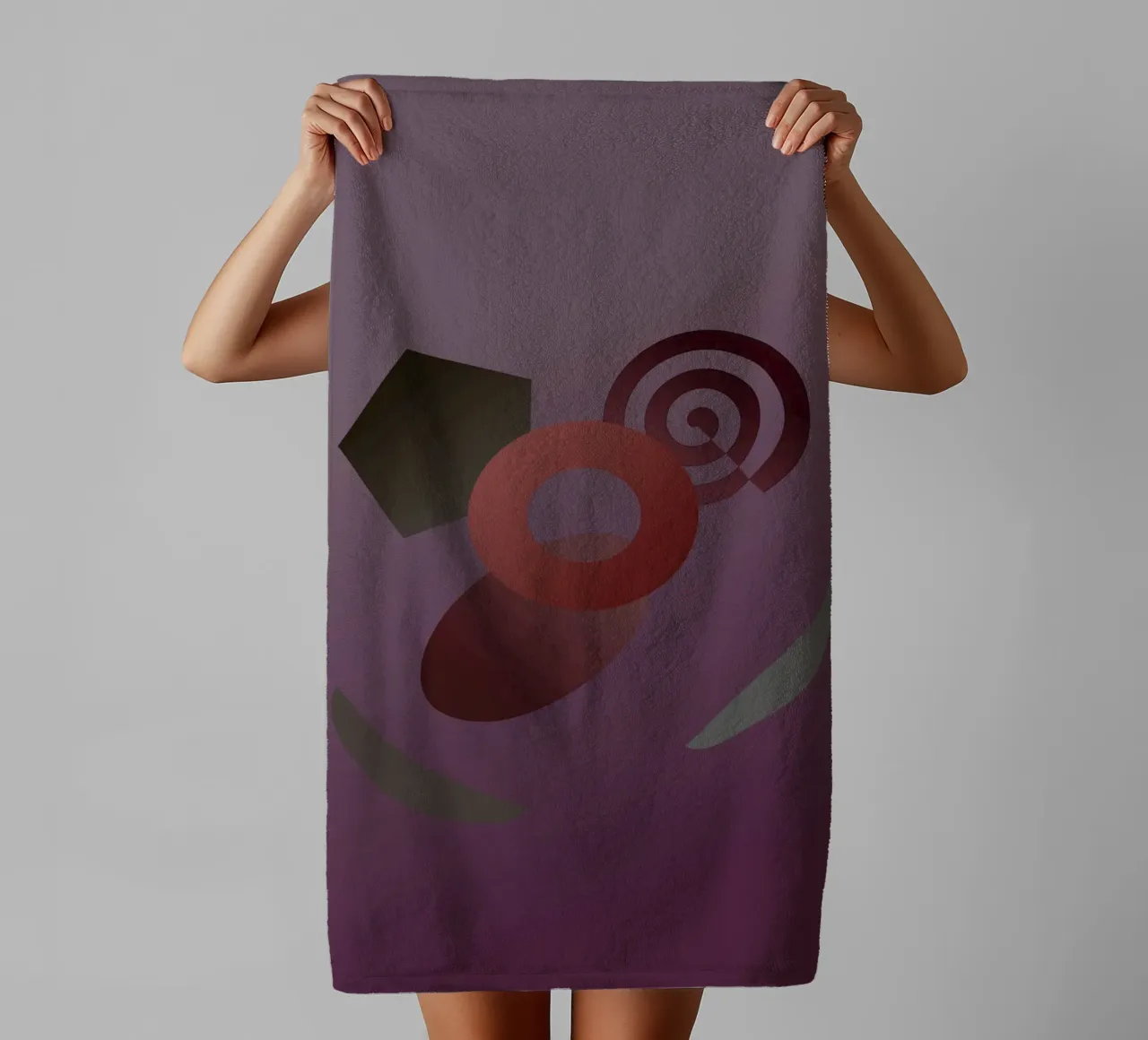 Abstract geometric pattern with purple background towel by Something for you