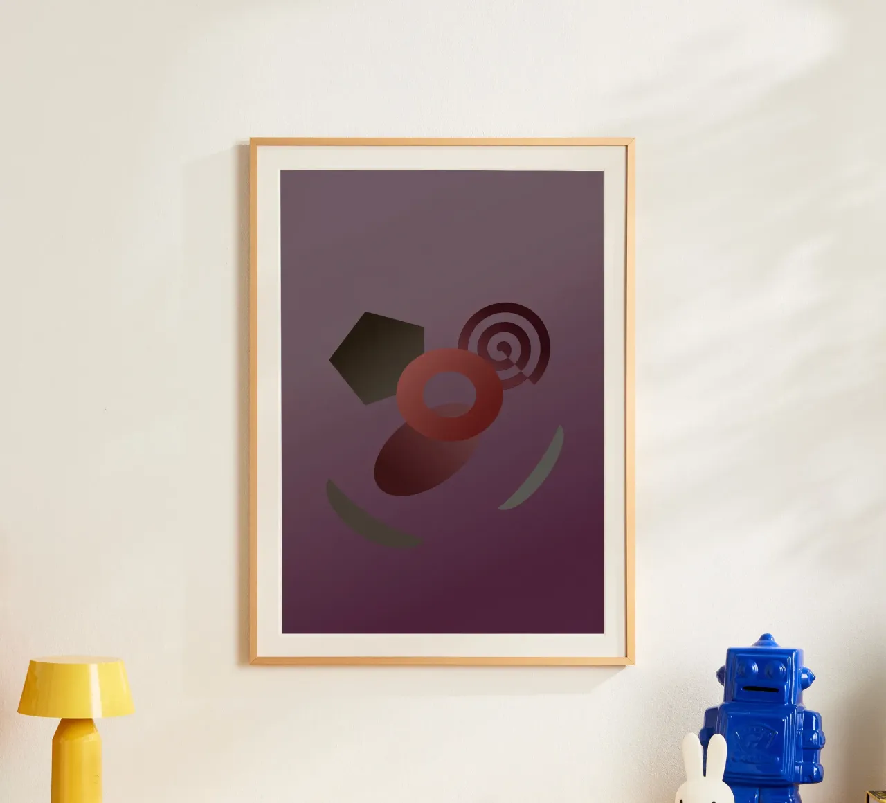 Abstraktes geometrisches Muster mit violettem Hintergrund Hahnemühle von Something for you
