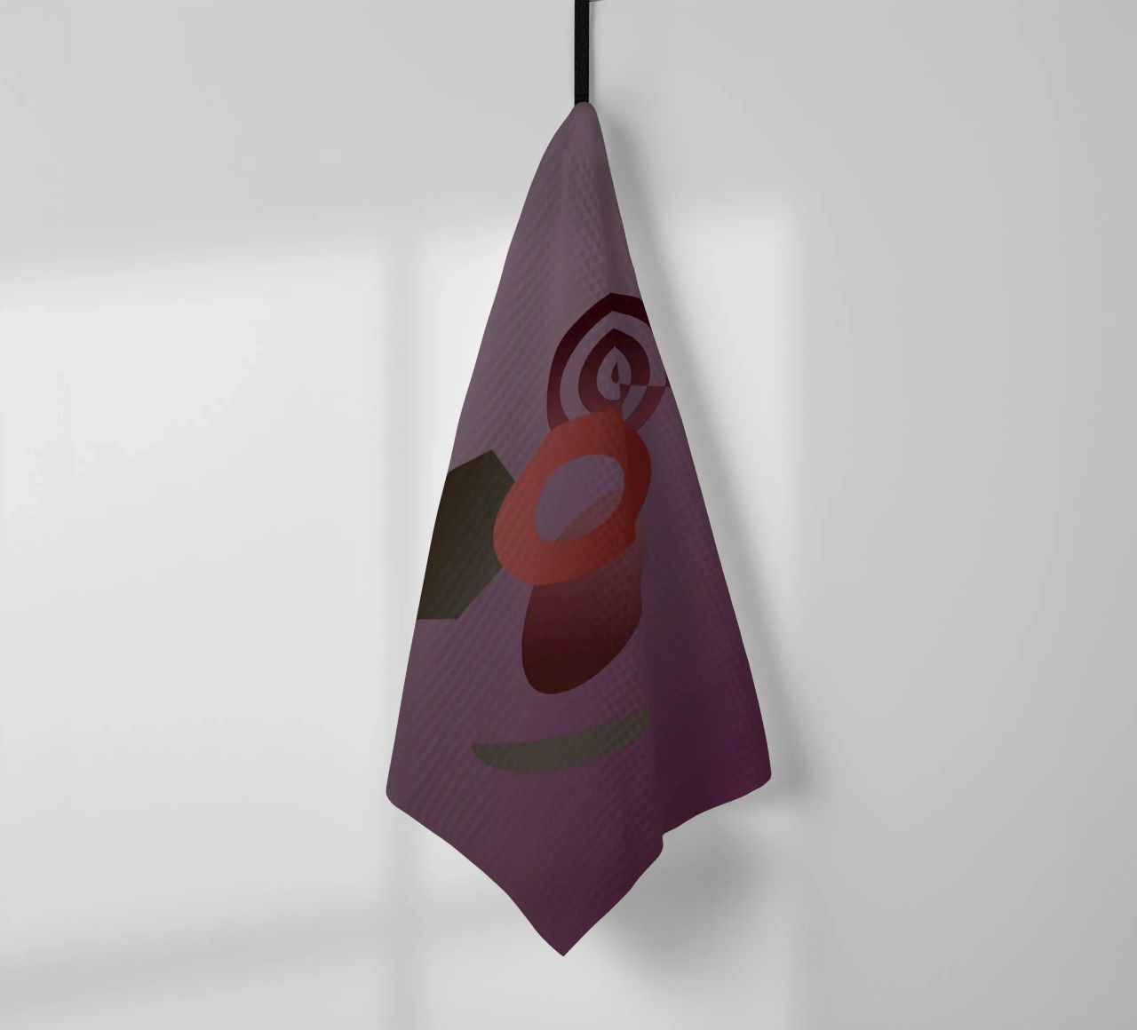 Abstract geometrisch patroon met paarse achtergrond theedoek van Something for you
