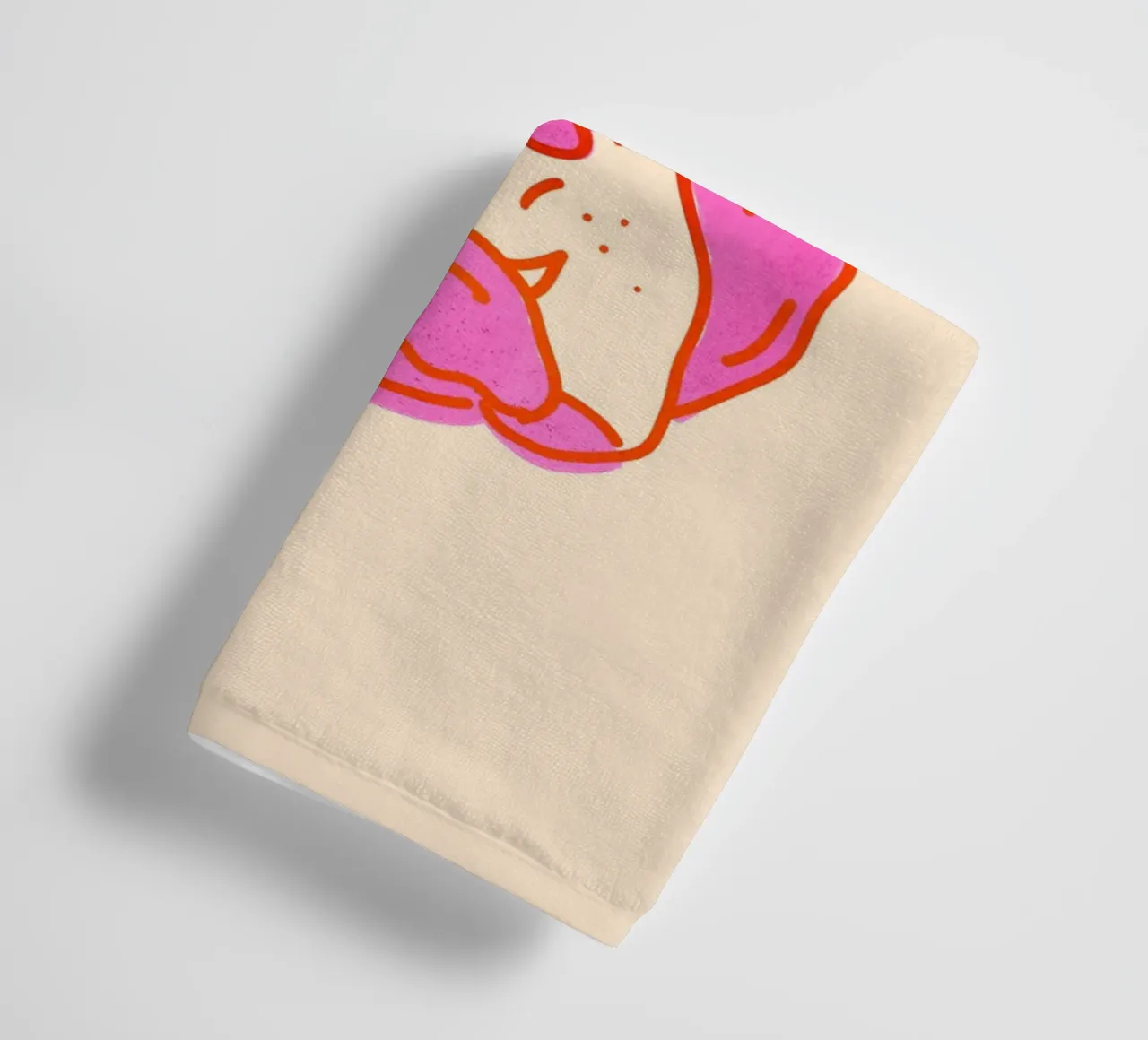 Bulldog Pop Art in rosa caldo e arancione su crema asciugamano da bagno da showmemars