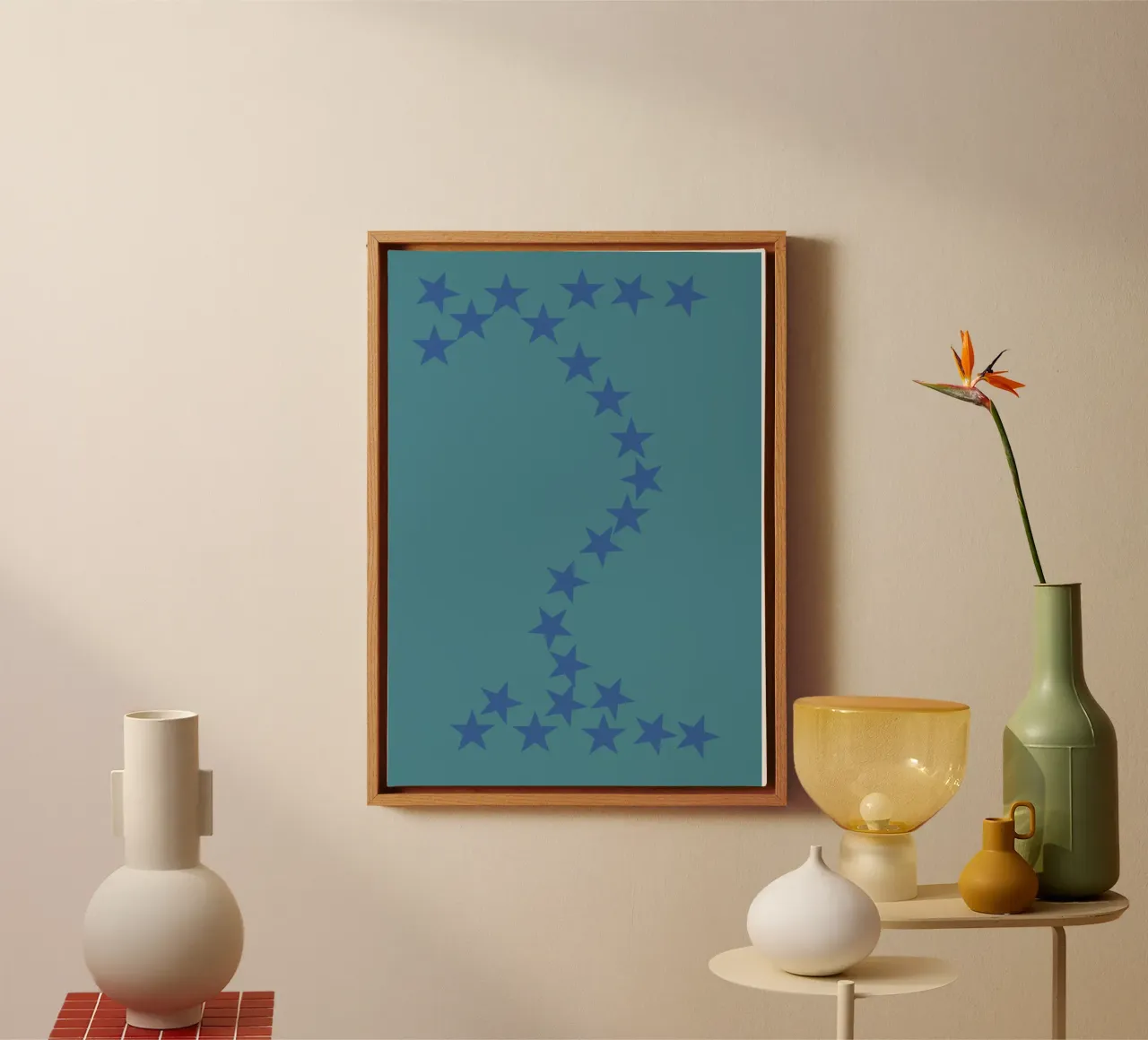 Stelle blu che cadono tela con Cornice a cassetta da Something for you