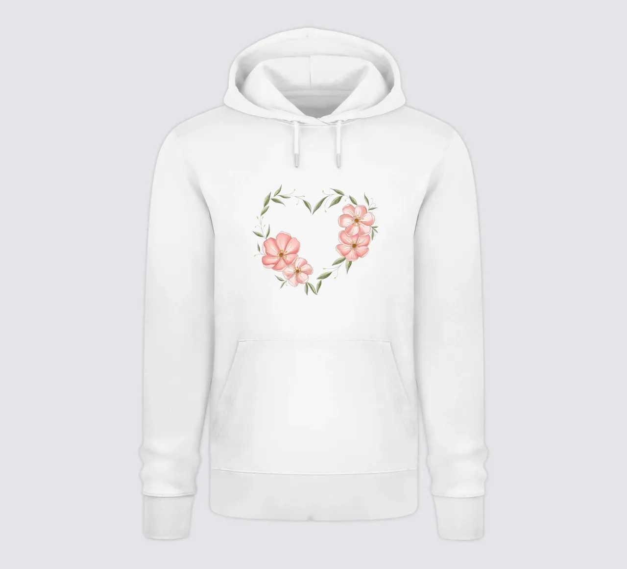 Cuore con fiori e foglie delicate. Romantico felpa con cappuccio da CalliLetters