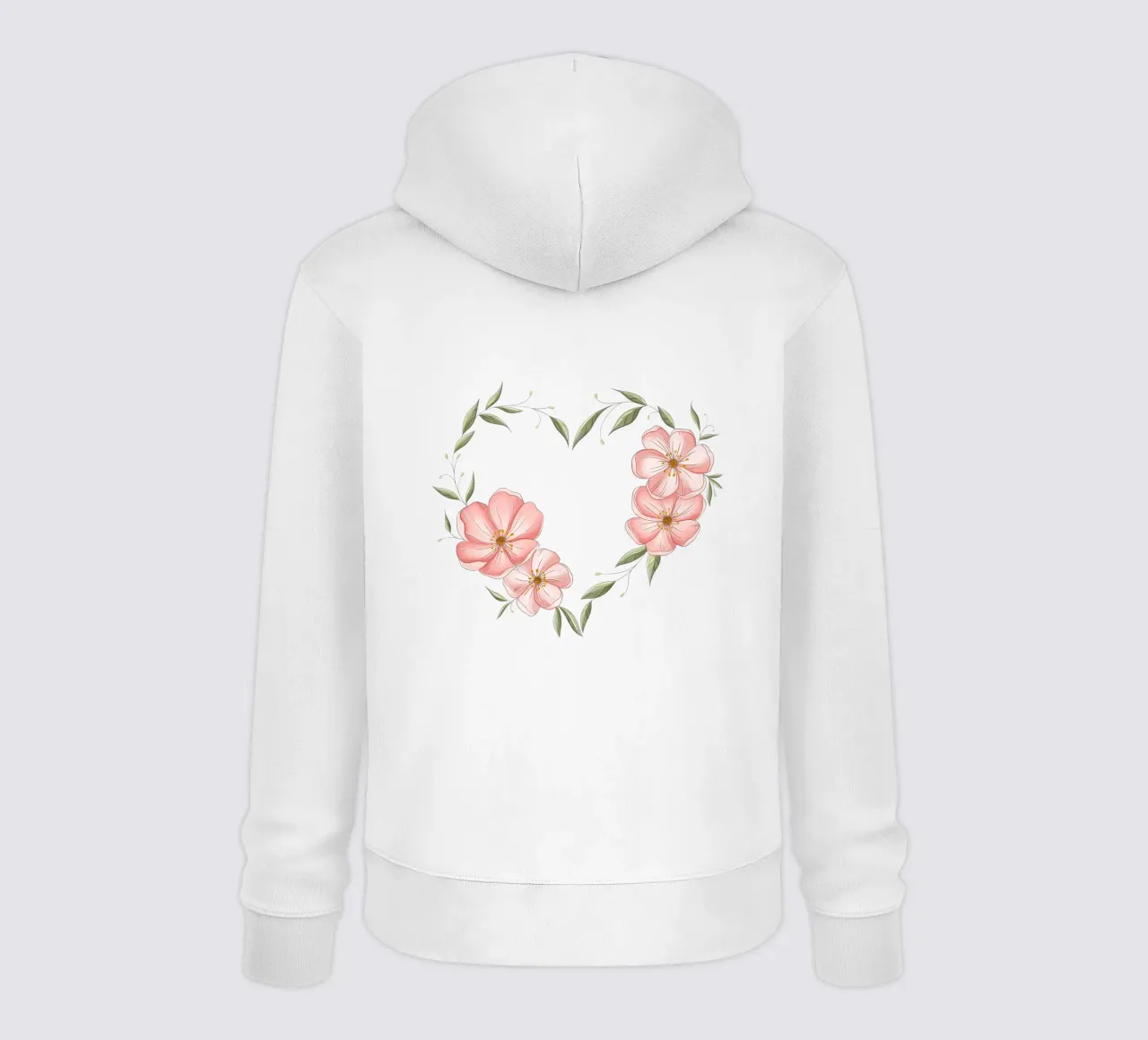 Cuore con fiori e foglie delicate. Romantico felpa con cappuccio da CalliLetters