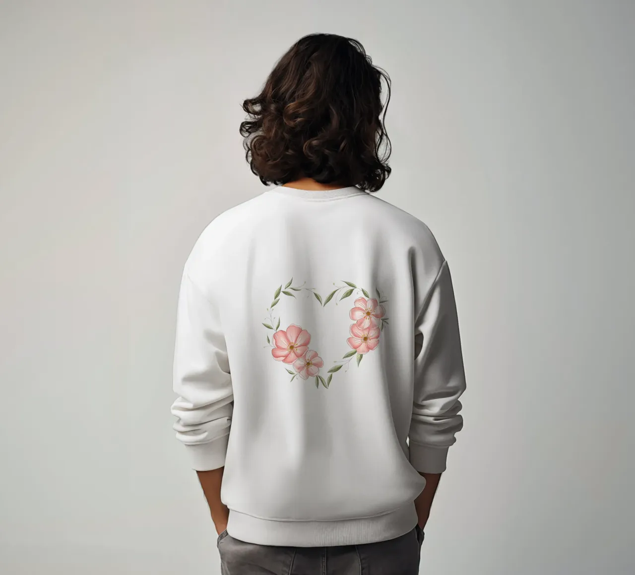 Heart with delicate flowers and leaves. Rommantic sweatshirt by CalliLetters