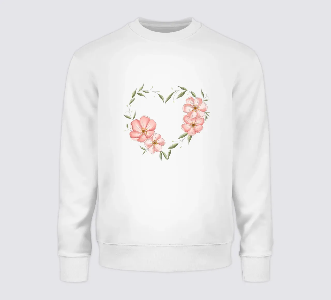 Heart with delicate flowers and leaves. Rommantic sweatshirt by CalliLetters