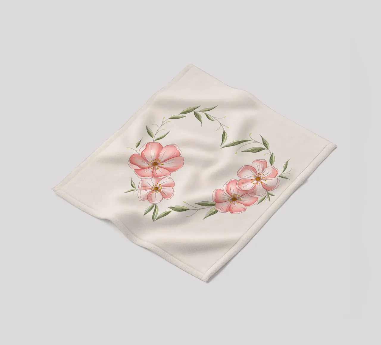 Cuore con fiori e foglie delicate. Romantico coperta in pile da CalliLetters