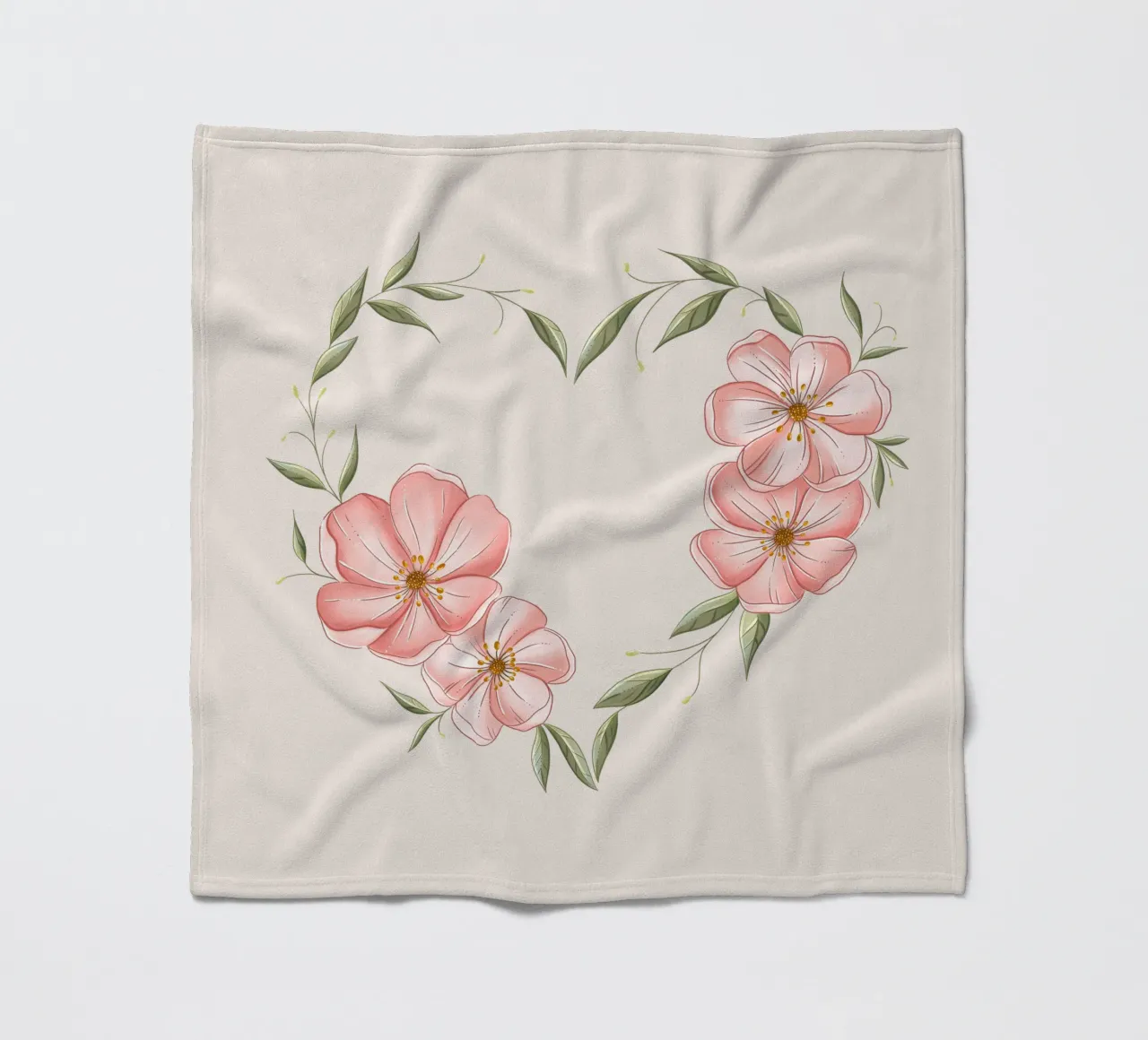 Cuore con fiori e foglie delicate. Romantico coperta in pile da CalliLetters