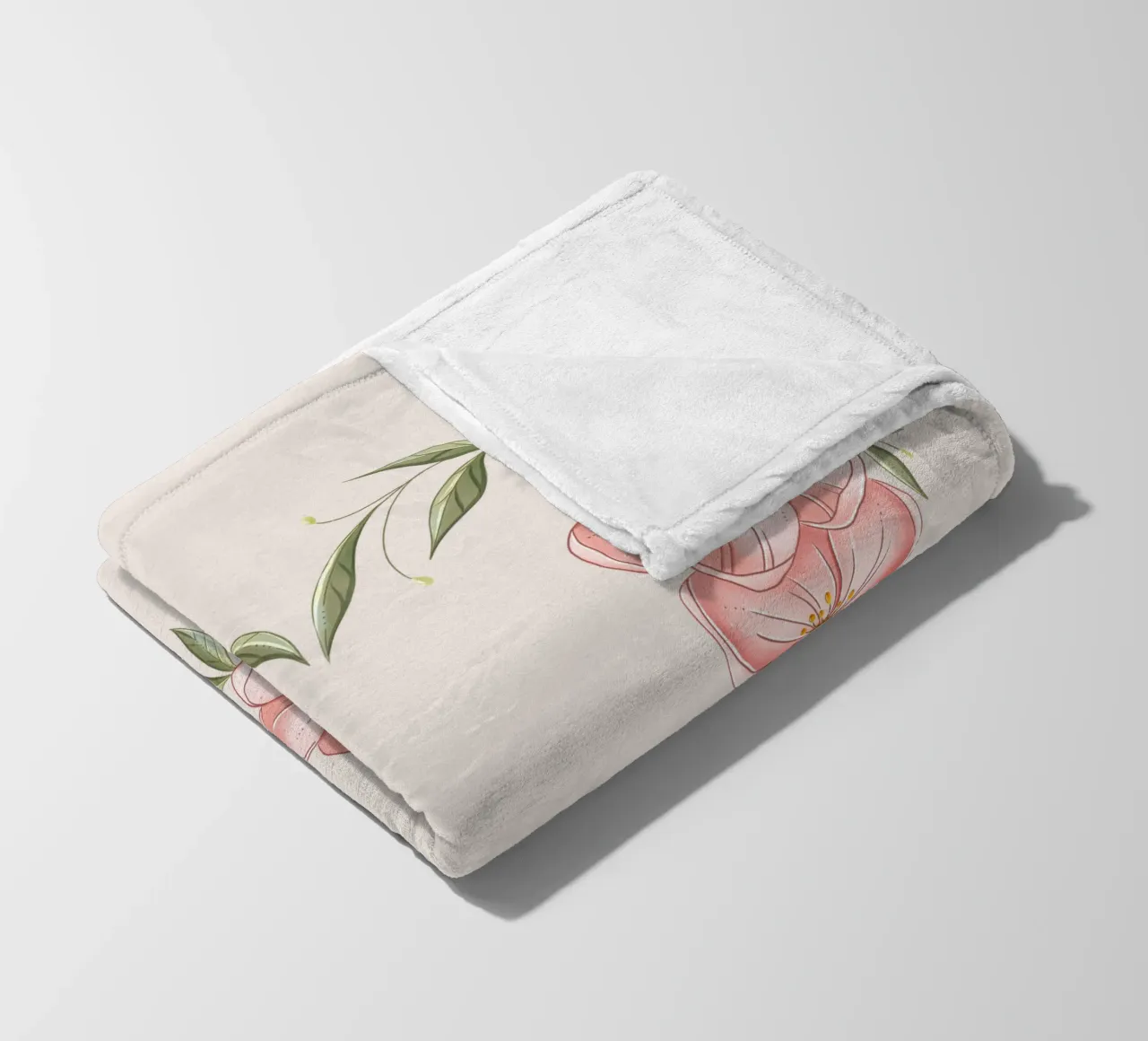 Cuore con fiori e foglie delicate. Romantico coperta in pile da CalliLetters