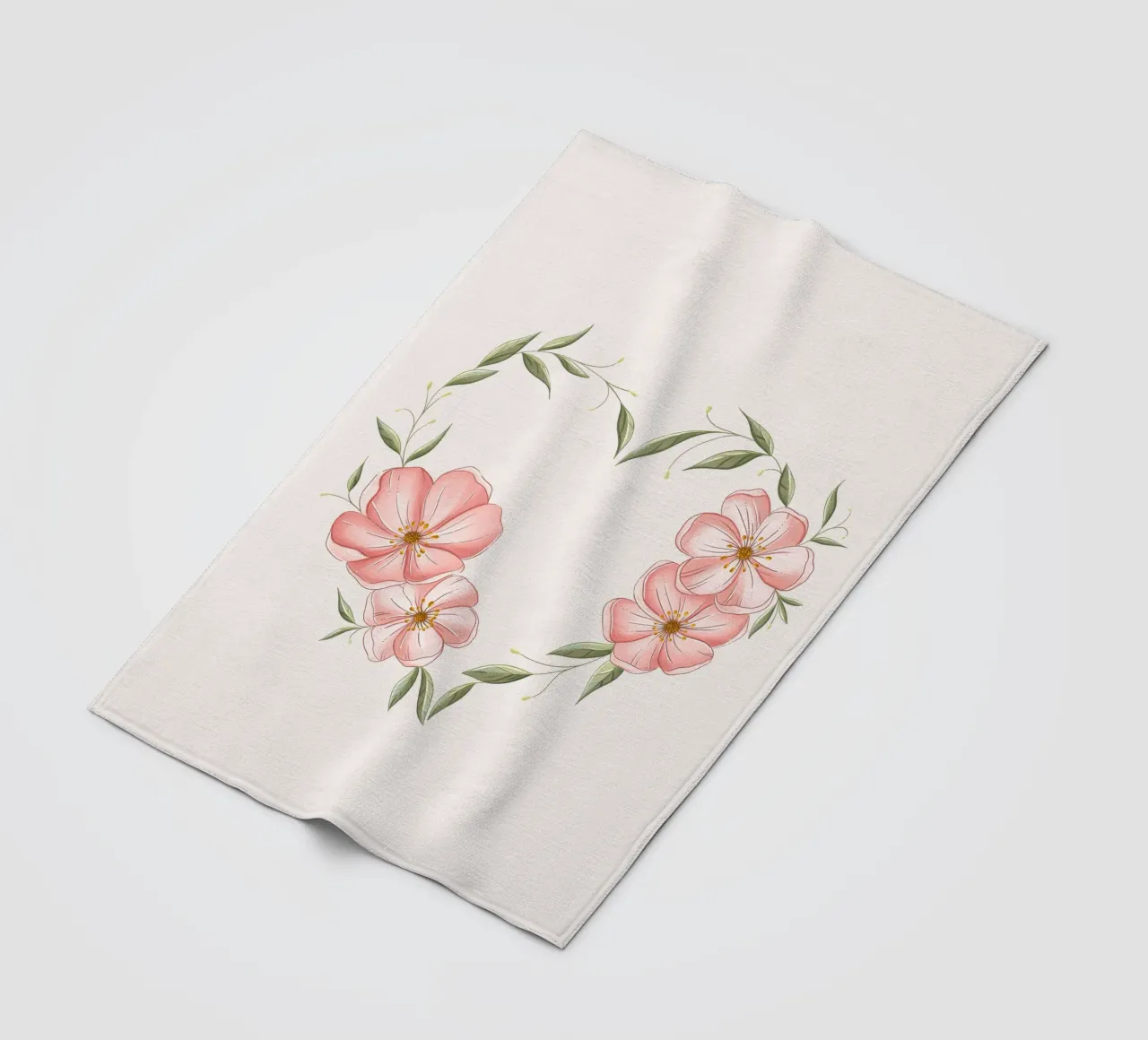 Cuore con fiori e foglie delicate. Romantico coperta in pile da CalliLetters