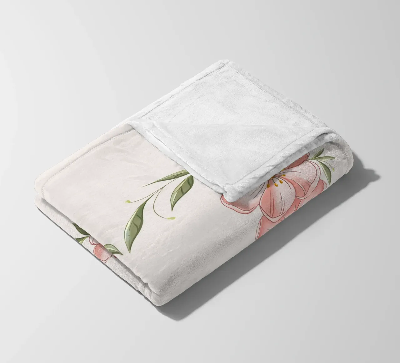 Cuore con fiori e foglie delicate. Romantico coperta in pile da CalliLetters