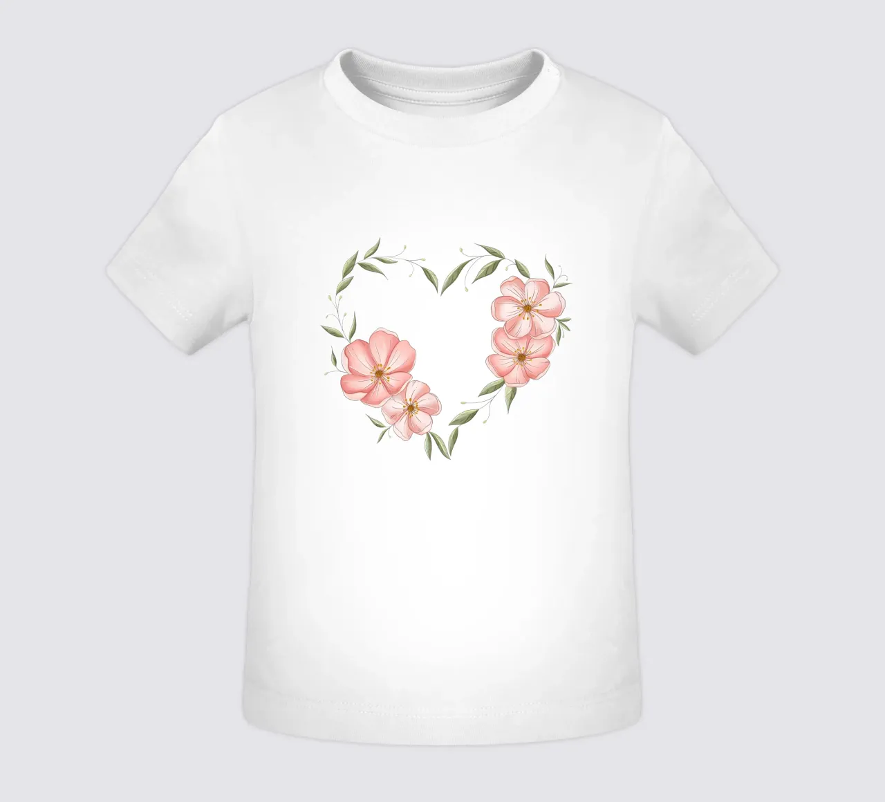 Cuore con fiori e foglie delicate. Romantico maglietta neonato da CalliLetters