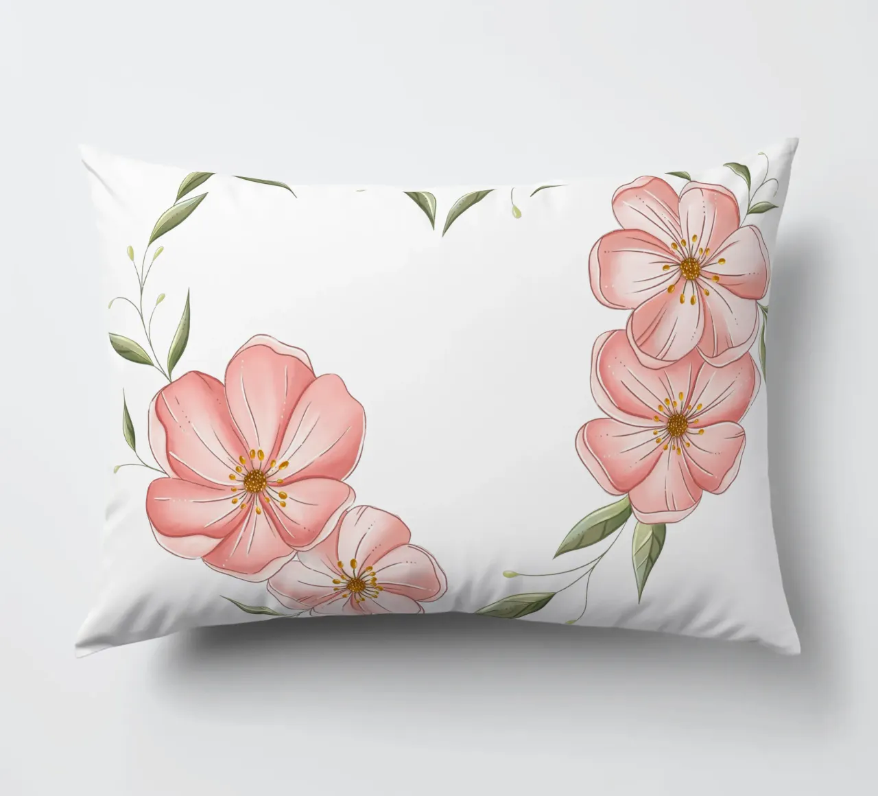 Cuore con fiori e foglie delicate. Romantico cuscino da CalliLetters